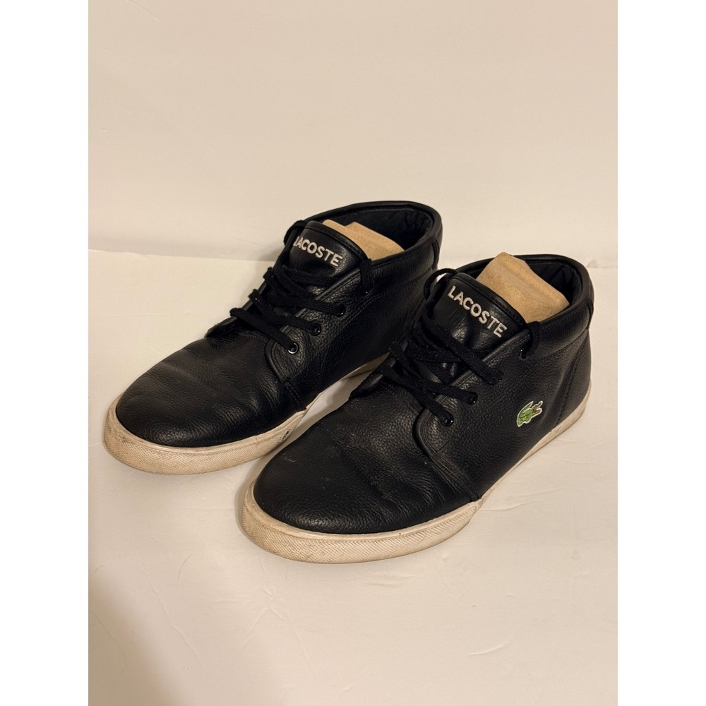 Lacoste Mens Ampthill TBR2 Black Leather Mid Top Sneakers Size 10 7-29SPM006602H